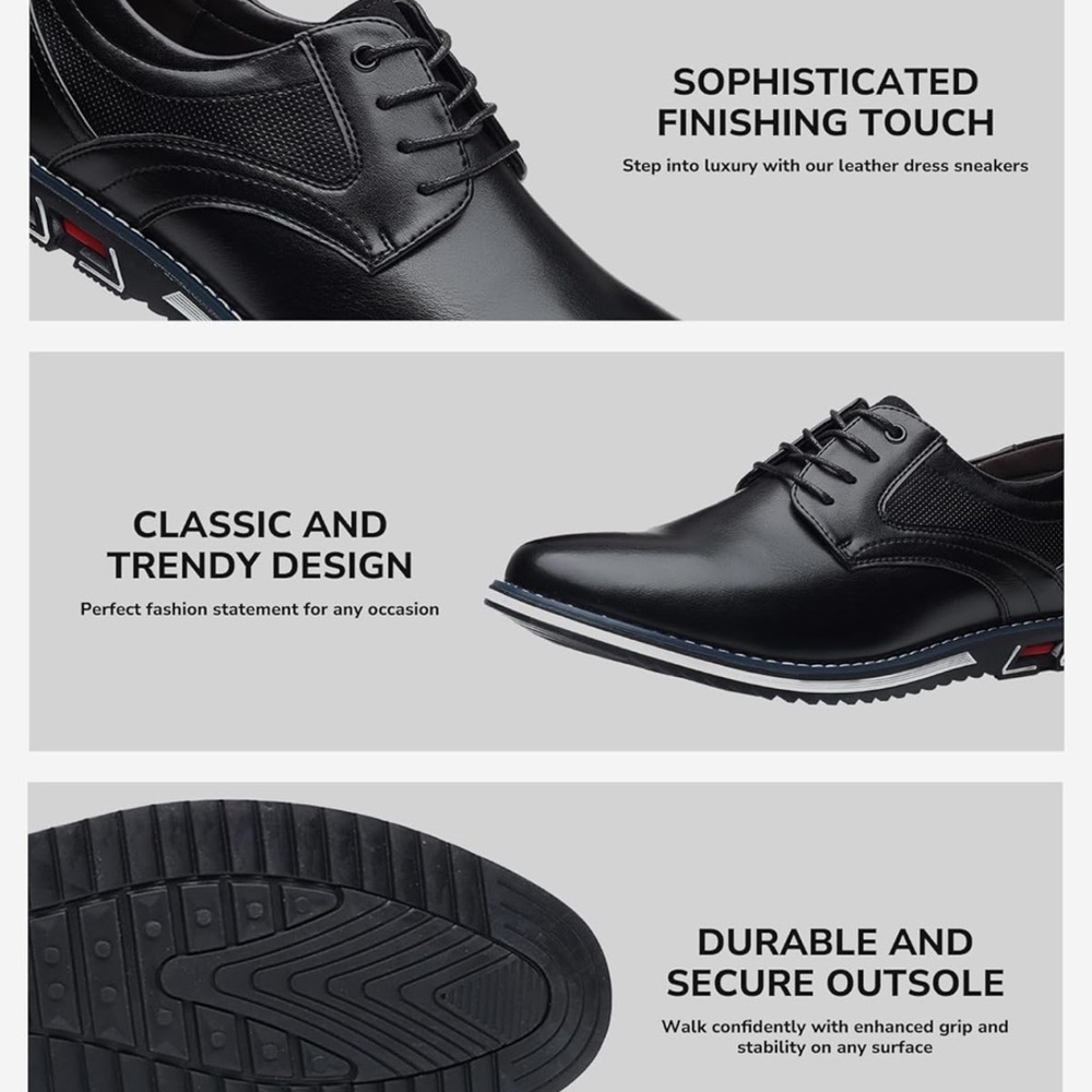 Men’s Dress Shoes Casual Business Oxford Derby Orthopedic Leather Comfort 12.5‎ - Picture 3 of 9